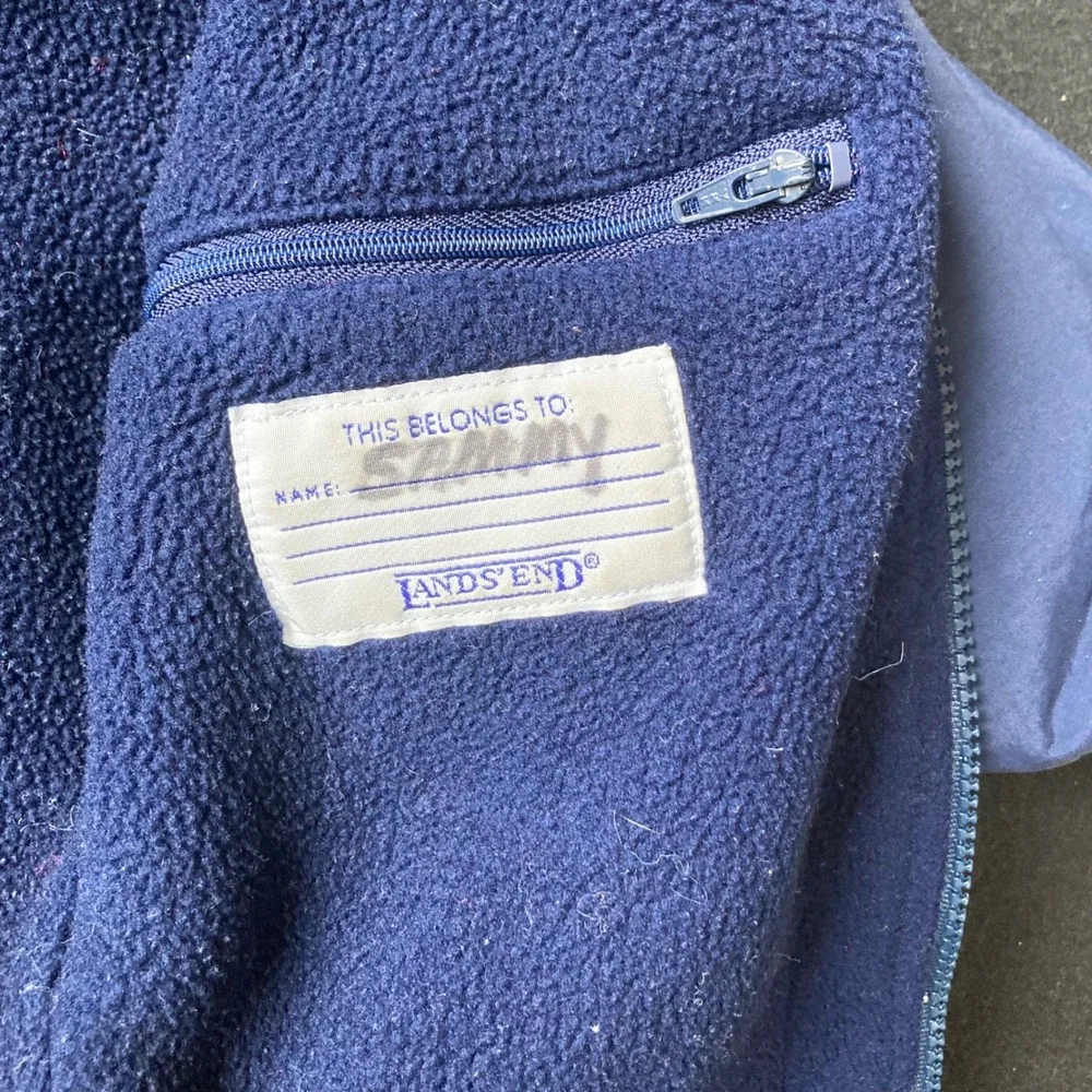 Lands End Kids 3T Navy Blue Thinsulate Fleece Lined Hooded Jacket‎ Made in USA